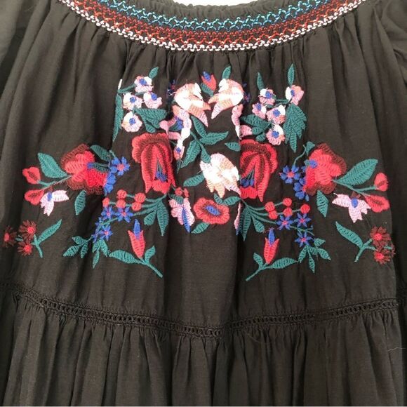 ‎FREE PEOPLE Sunbeam Floral Embroidered Off Shoulder Tiered Boho Dress Si… - Picture 6 of 11
